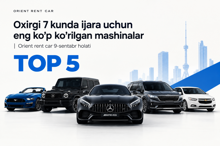 Oxirgi 7 kunda ijara uchun eng ko’p ko’rilgan mashinalar | Orient rent car 9-sentabr holati